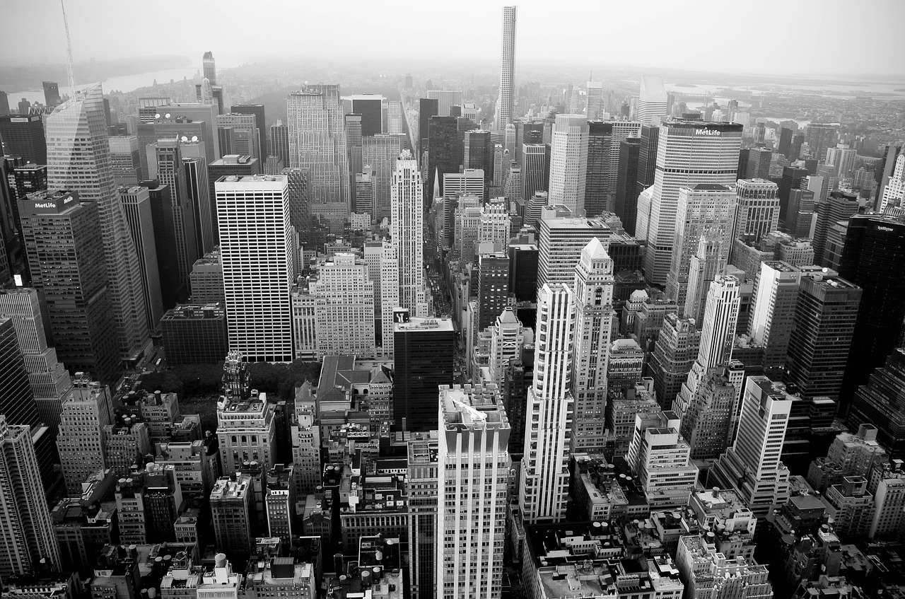 The New York skyline from a drone's prespective.